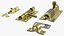 Brass Sliding Door Locks Set 3D