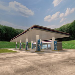 Low-poly Gas Station 3D model