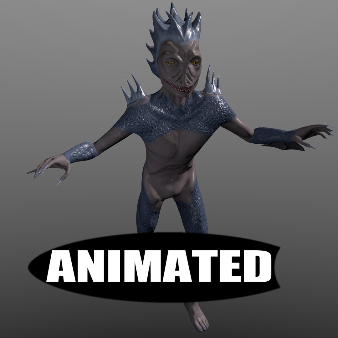 3d Merman Rigged Animations Model