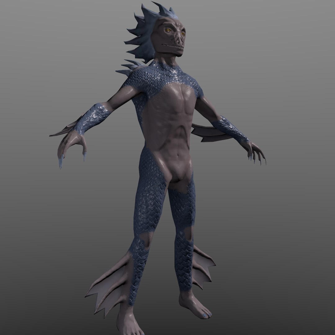 3d Merman Rigged Animations Model