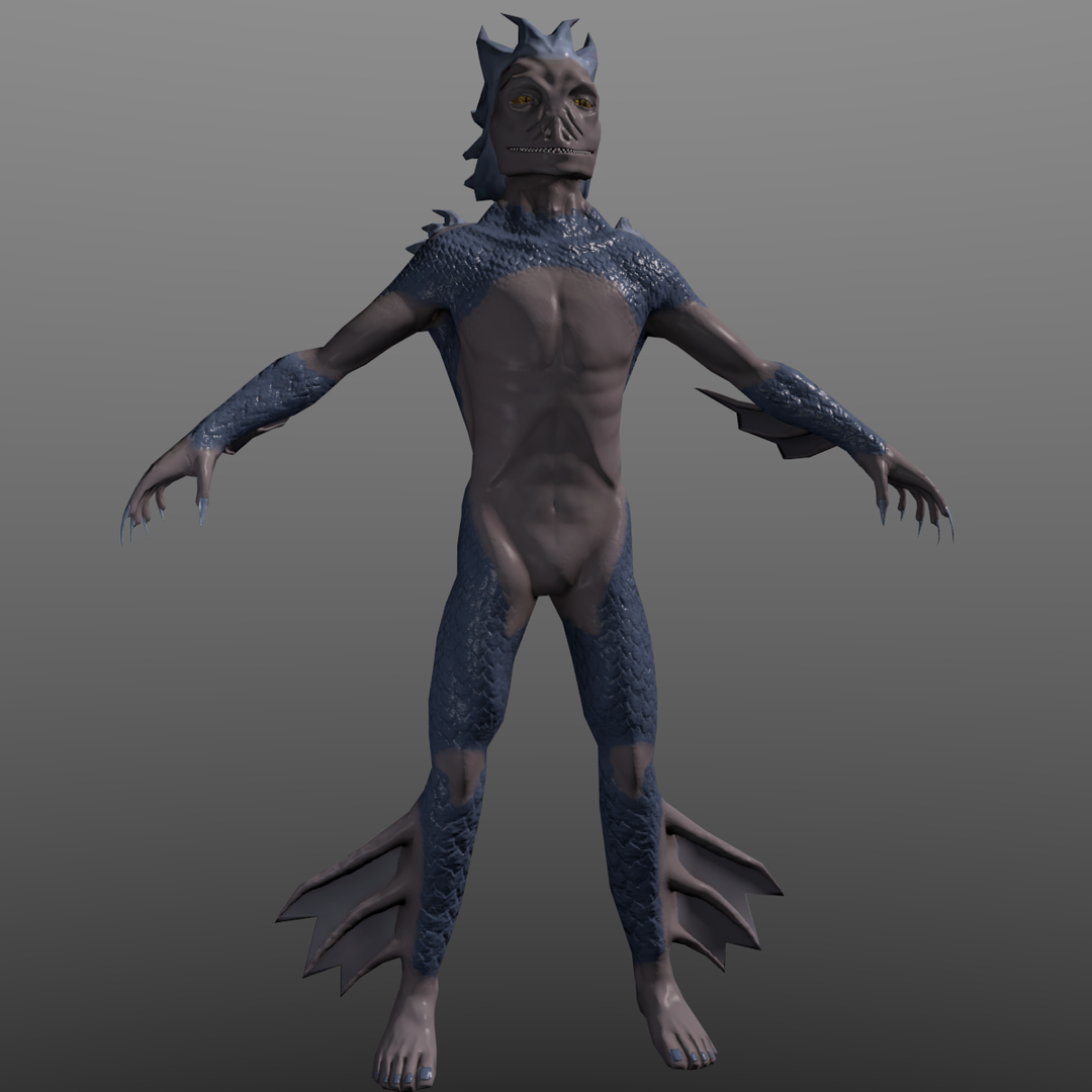 3d Merman Rigged Animations Model