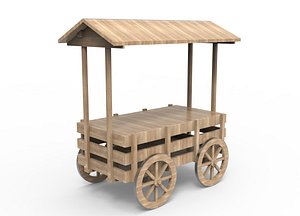 wooden food cart lowpoly model
