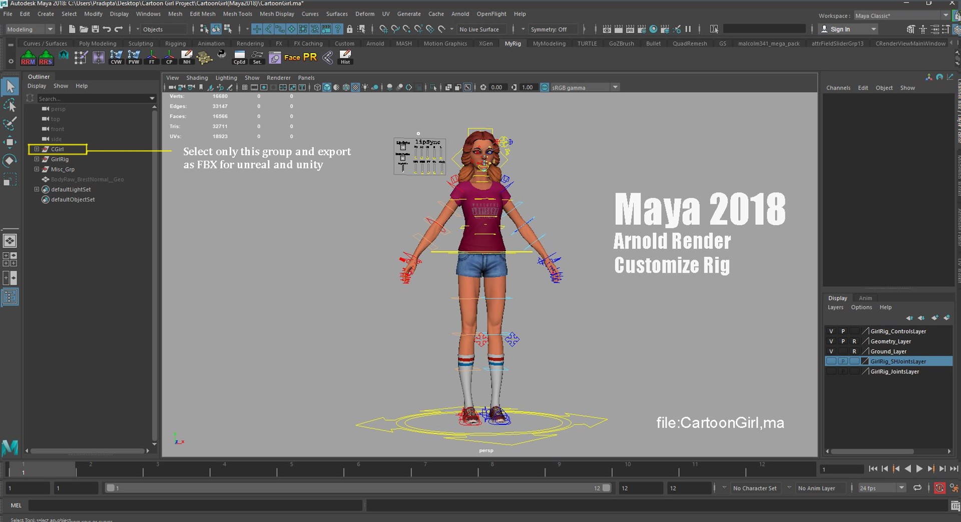 3D Cartoon Girl Rig Model - TurboSquid 2160286