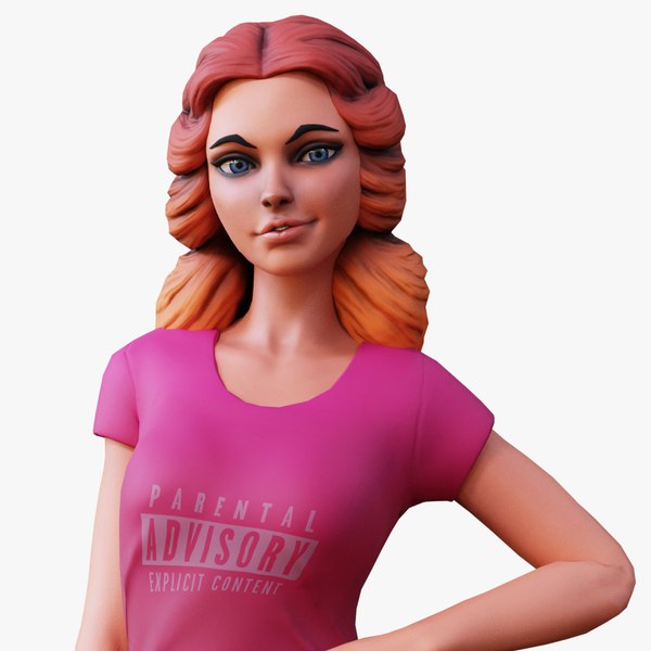 3D Cartoon girl Rig model