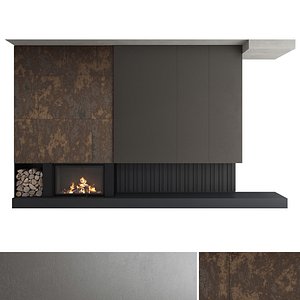 Decorative wall with fireplace set 32