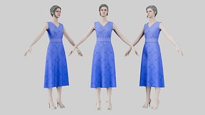 Dress 02 Very Light Blue 3D model
