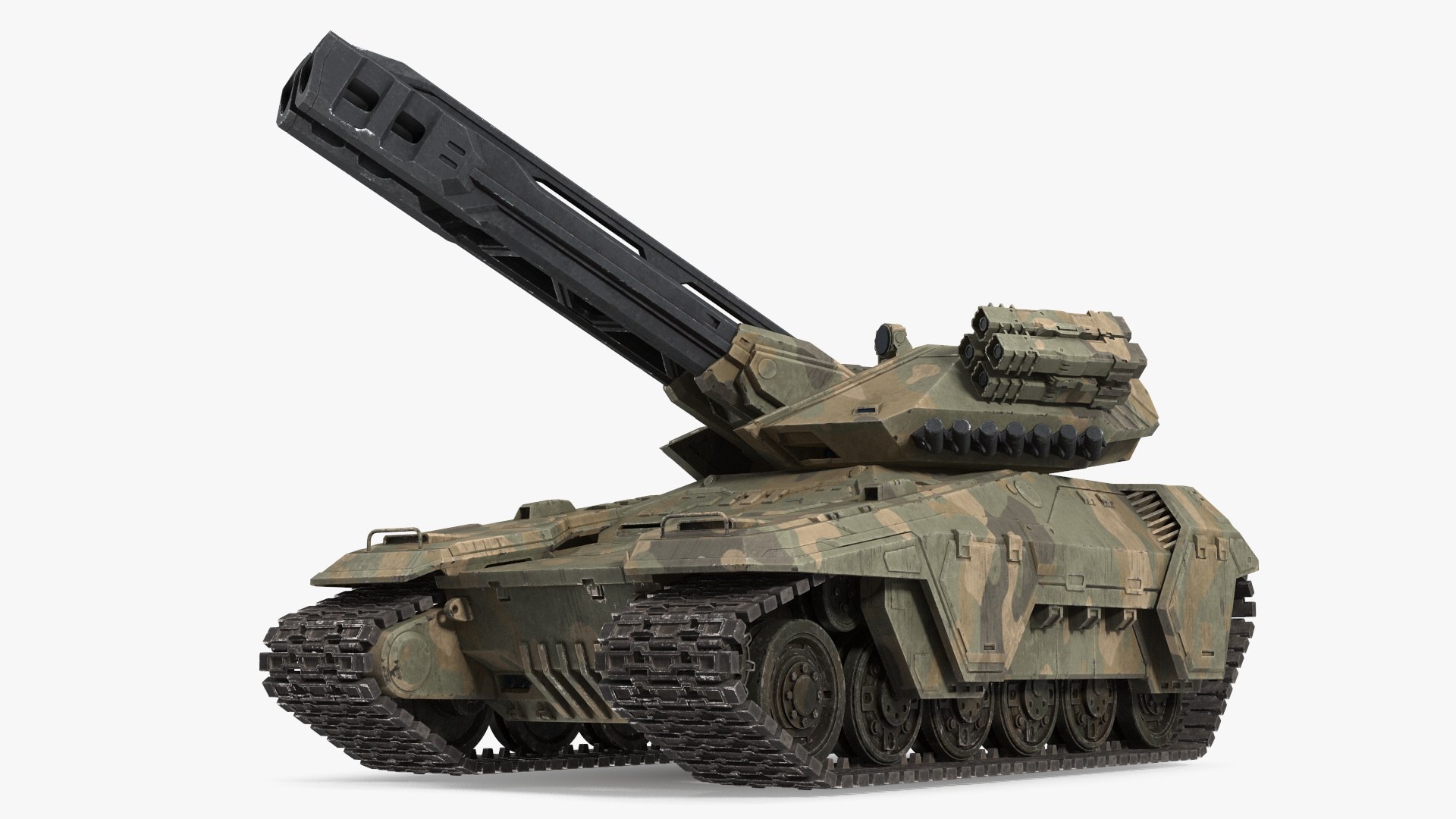 Futuristic Battle Tank in Camouflage Rigged for Maya 3D model preview