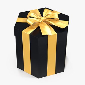 3D hexagon gift box black model