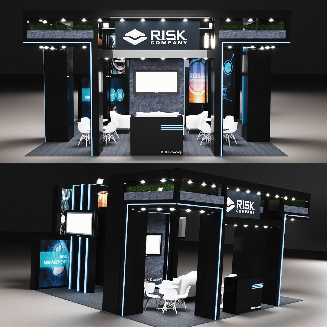 Exhibition Booth Design All Sides Opened Island 3D Model - TurboSquid ...
