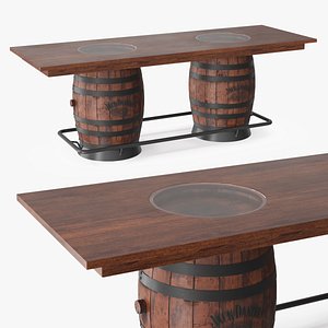 Jack Daniels Barrel Pub Table with Two Barrels 3D model
