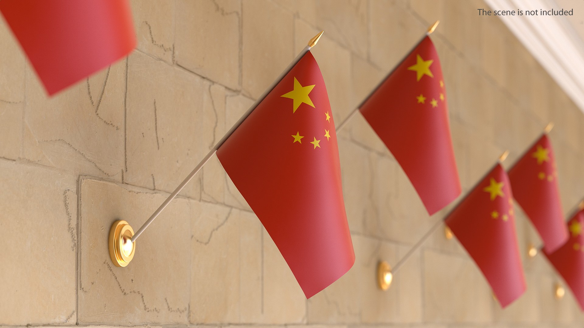 Wall Flag China 3D model preview