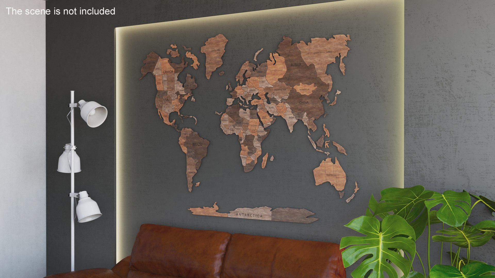 Wood Created World Wall Map Set 3D - TurboSquid 2202788