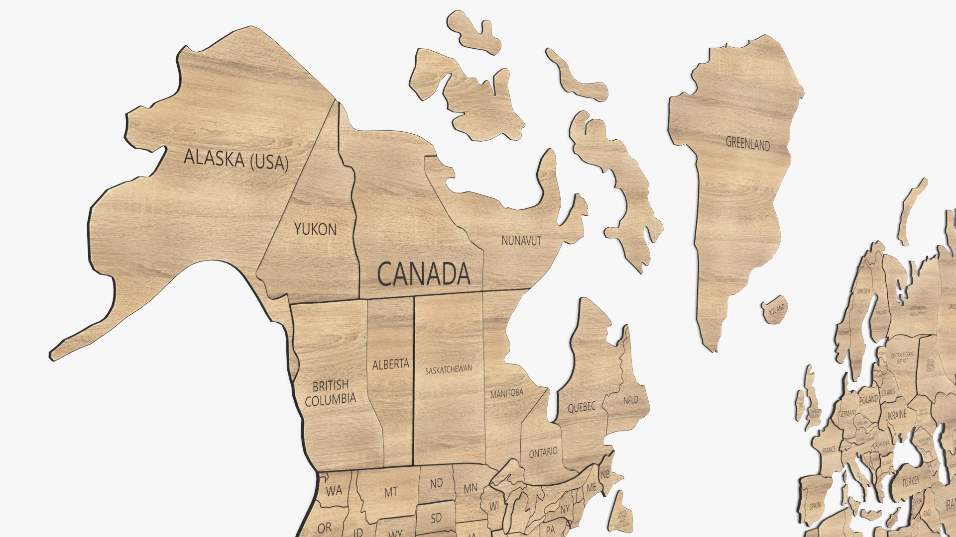 Wood Created World Wall Map Set 3D - TurboSquid 2202788