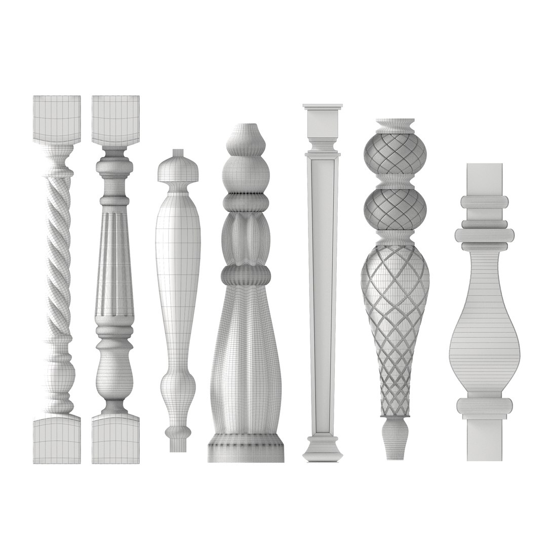 Baluster and railing fence of stairs pack 02 3D model - TurboSquid 2037994