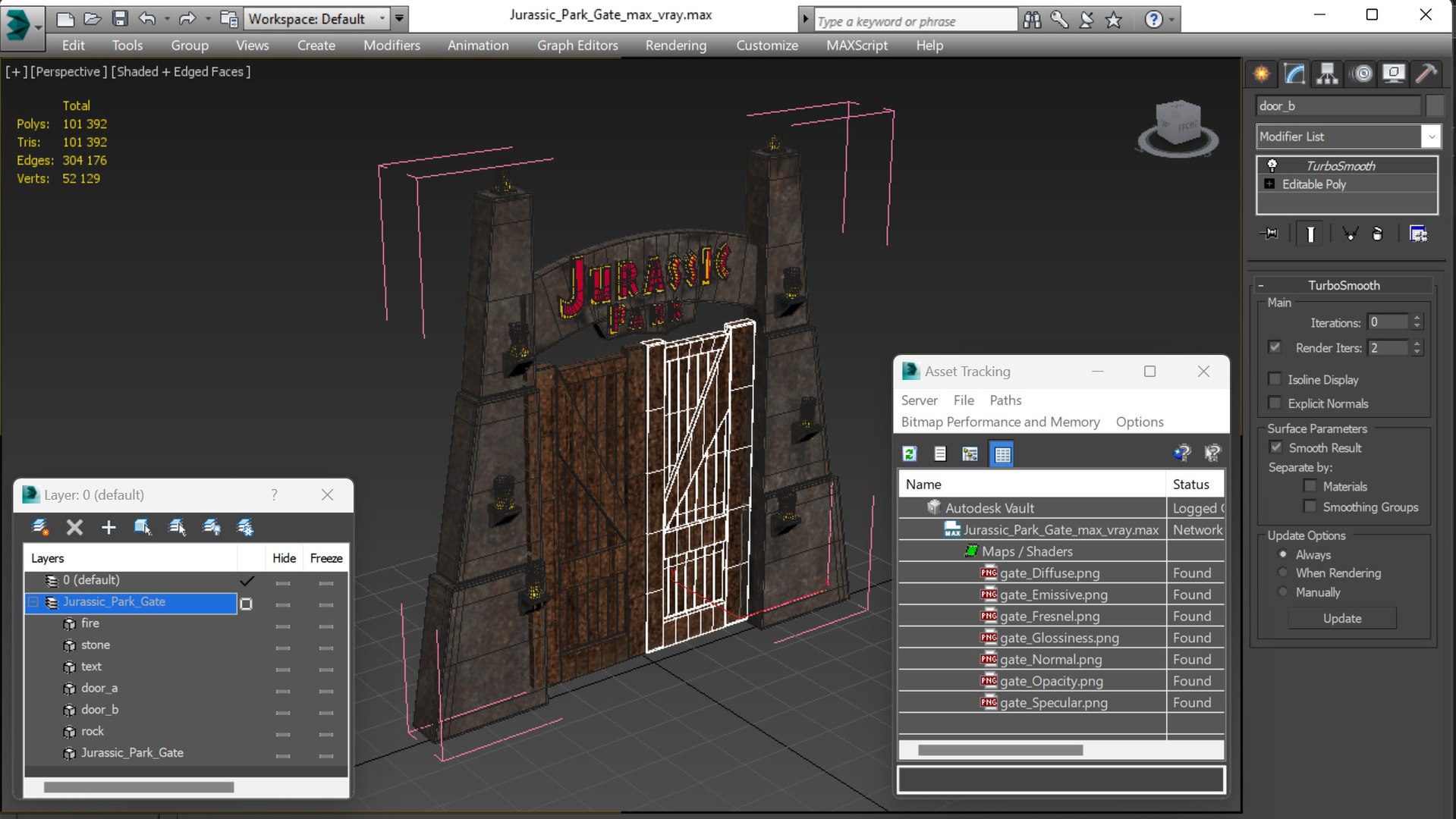 3D Jurassic Park Gate https://p.turbosquid.com/ts-thumb/JX/GrY0iQ/Rg/jurassicparkgate3dsmodel021/jpg/1703624427/1920x1080/fit_q87/cee590b47ebe60eba2b63fc413479a7a3dd26d06/jurassicparkgate3dsmodel021.jpg