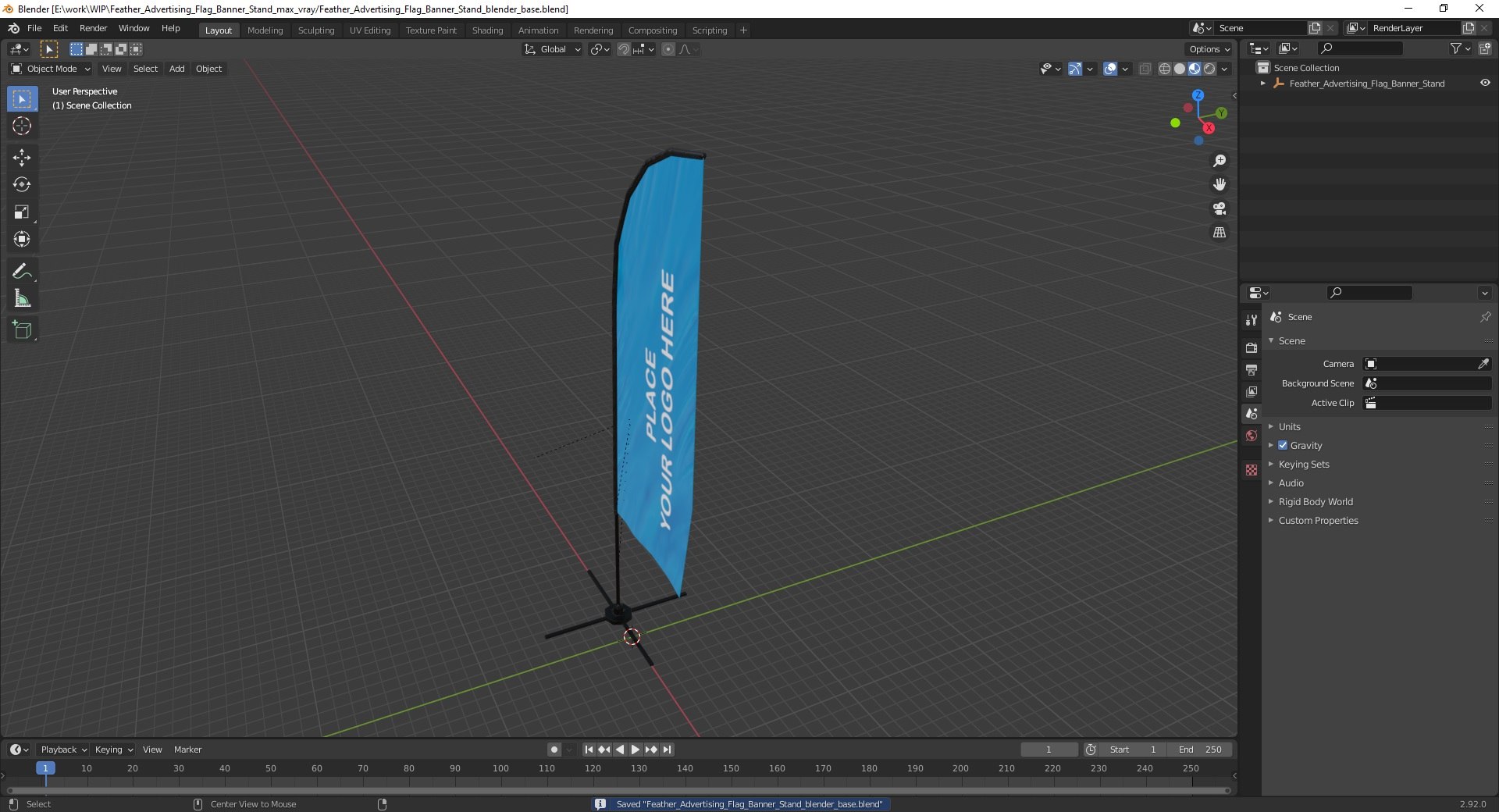 Feather Advertising Flag Banner Stand 3D Model - TurboSquid 2235894