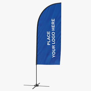 Feather Advertising Flag Banner Stand 3D model