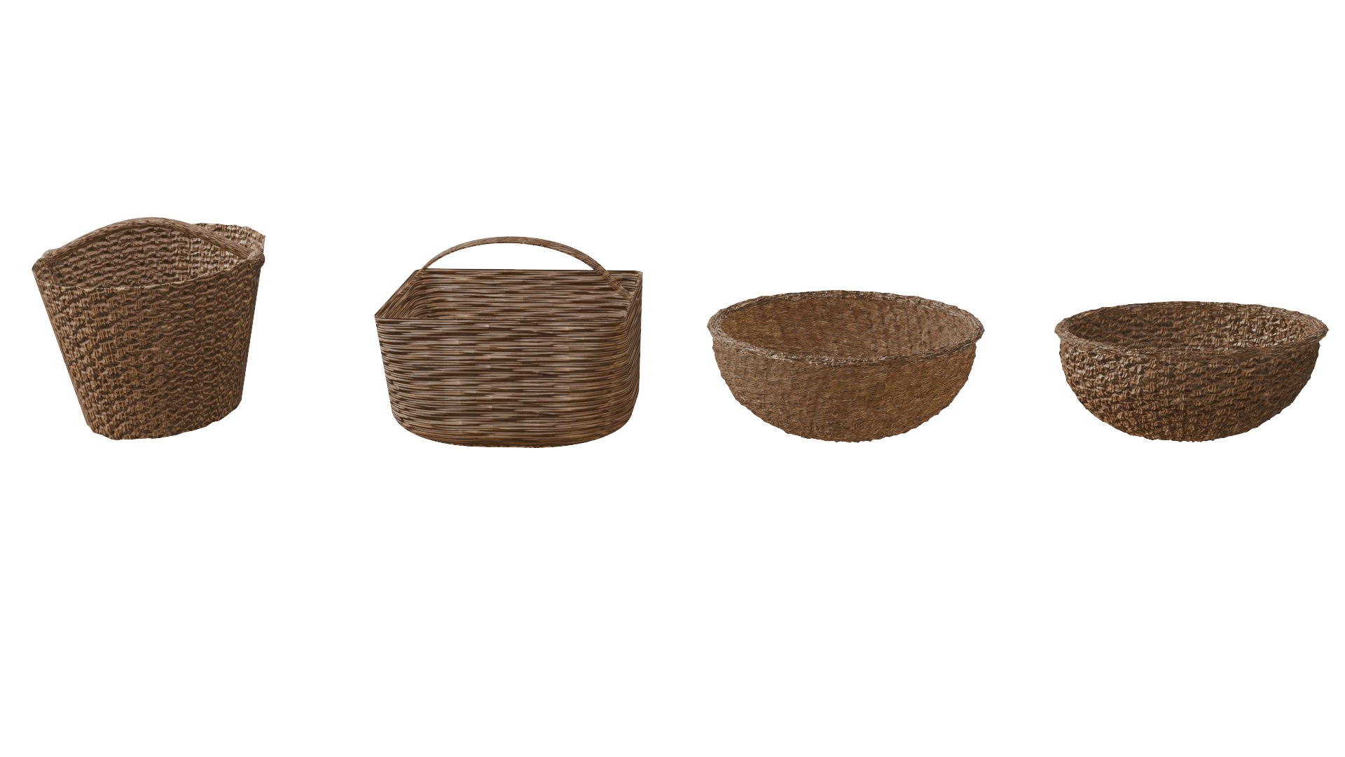 3D Wicker Bucket Baskets - TurboSquid 2206858