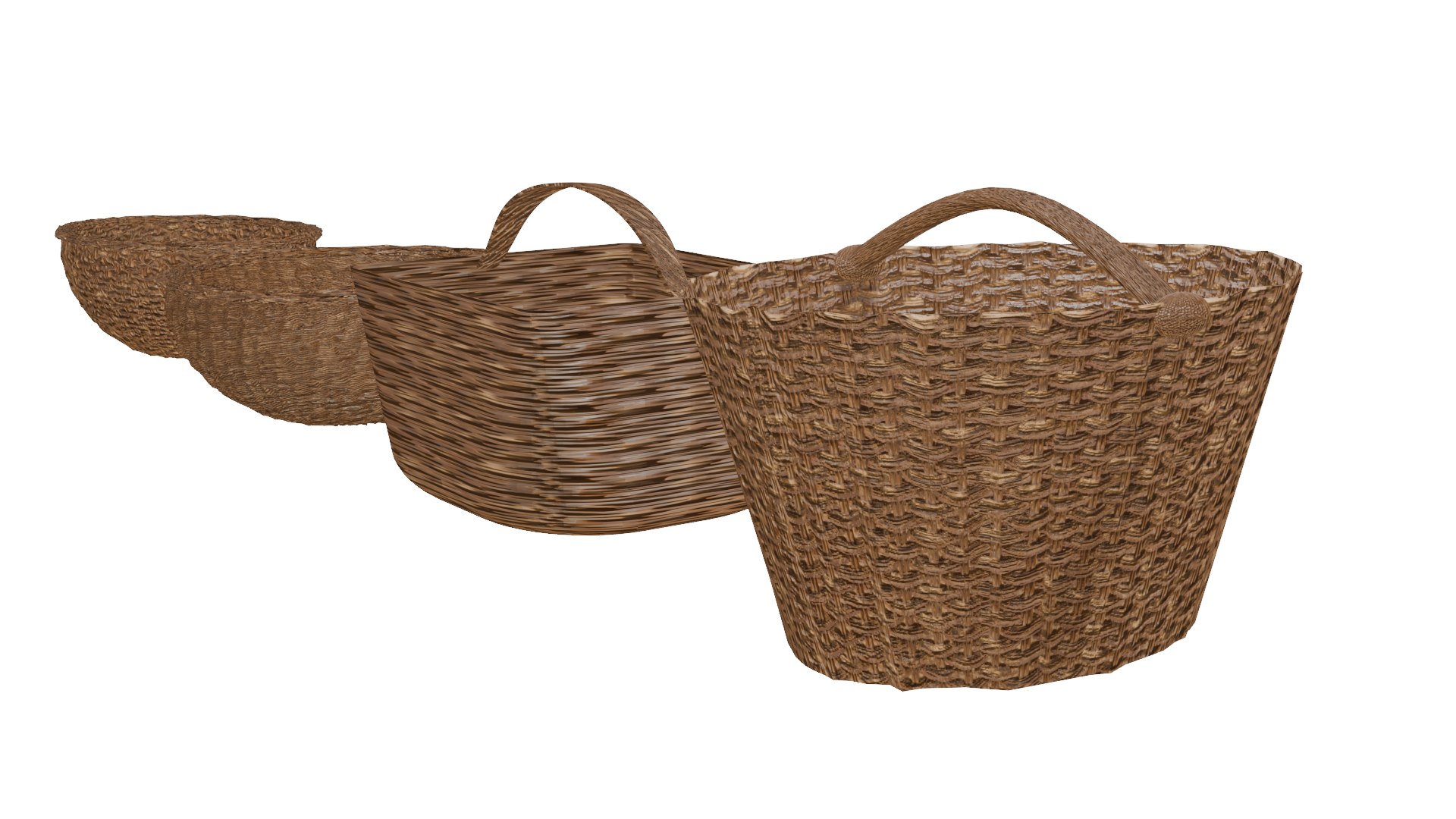 3D Wicker Bucket Baskets - TurboSquid 2206858