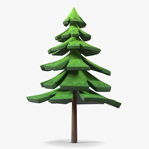 Fur Tree Cartoon Style Handpaint Texture 3D model