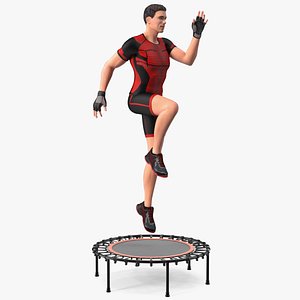 Fitness Trainer with Trampoline Rigged 3D model