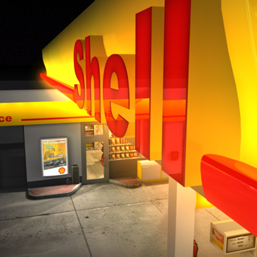 shell gas station store 3d model