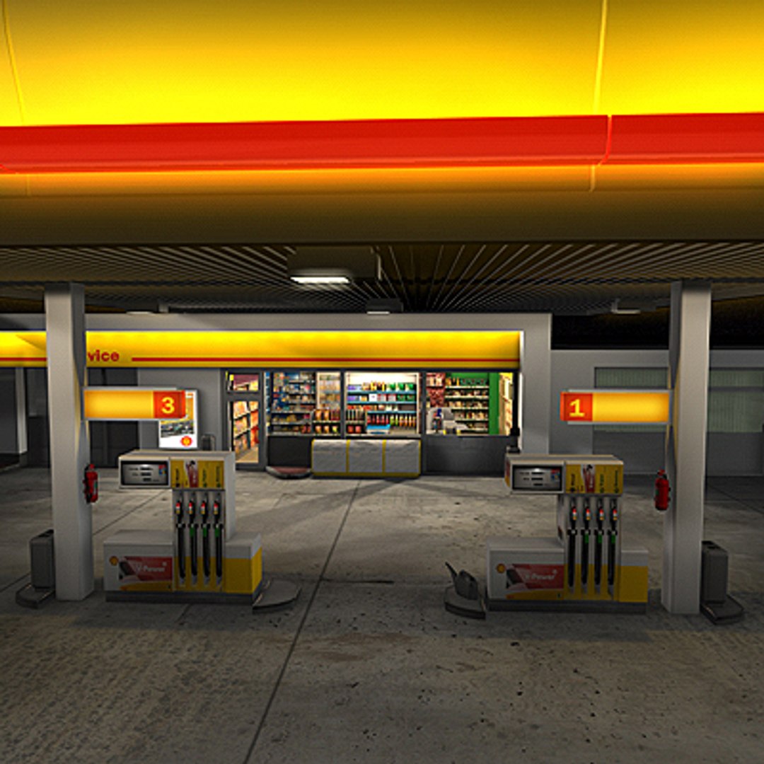 shell gas station store 3d model