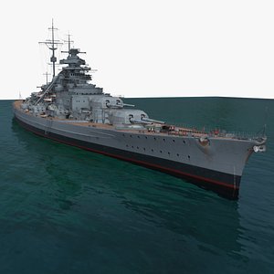 Bismarck Kriegsmarine Warship in Early Service Fit 1940 on Water Gray