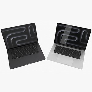 Apple MacBook Pro 16 M5 2025 Silver and Black Rigged 3D model