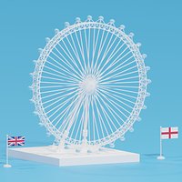 Cartoon London Eye Millennium Wheel