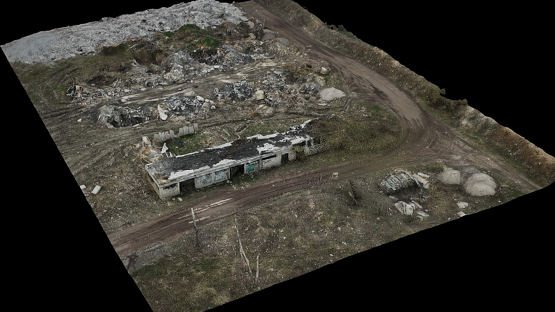 Warzone Destroyed Houses Ruins Drone Photogrammetry 3d Model 