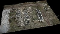 warzone destroyed houses ruins drone photogrammetry