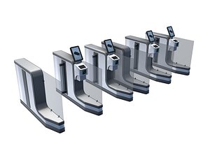 3D Airport e-Gate - Automated Border Control Gate - Modular Turnstile System - Low Poly