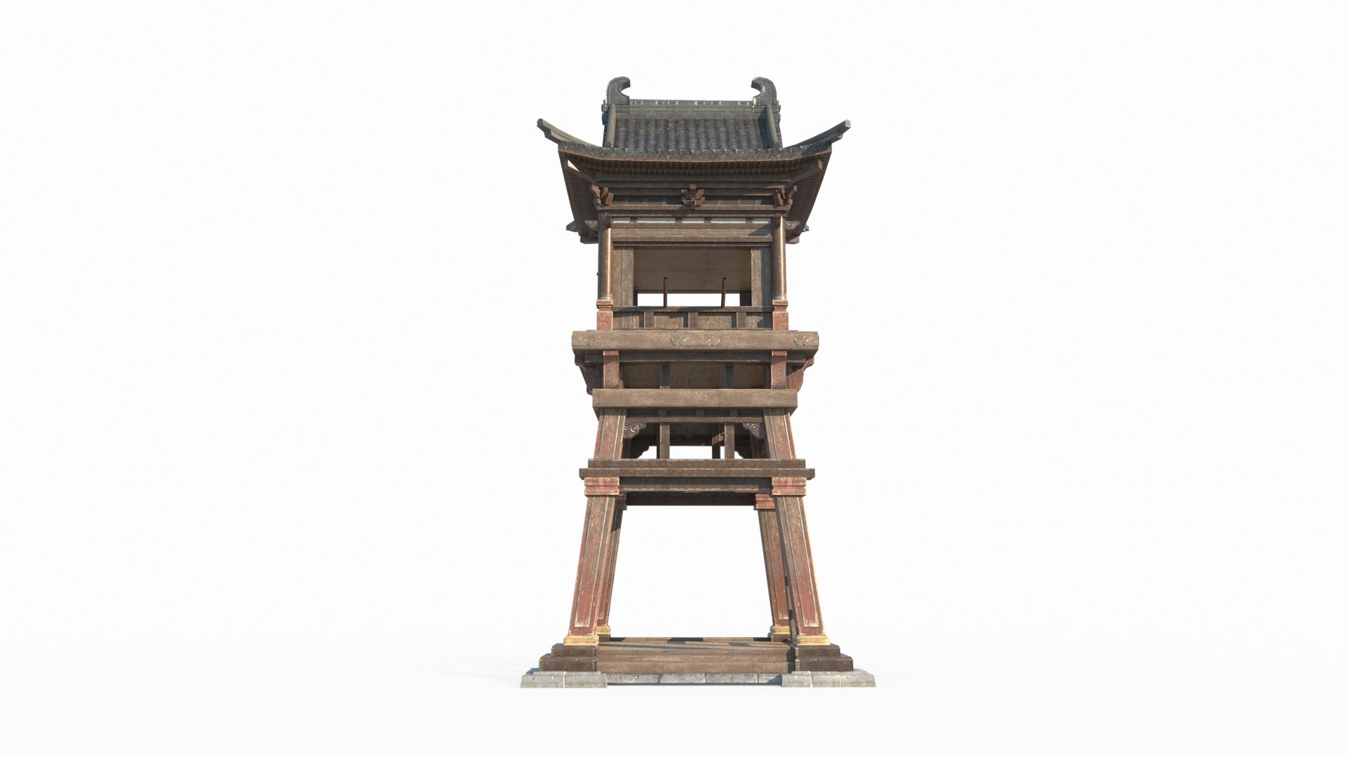 Ancient Asian Architectural Lookout Model - TurboSquid 2066297