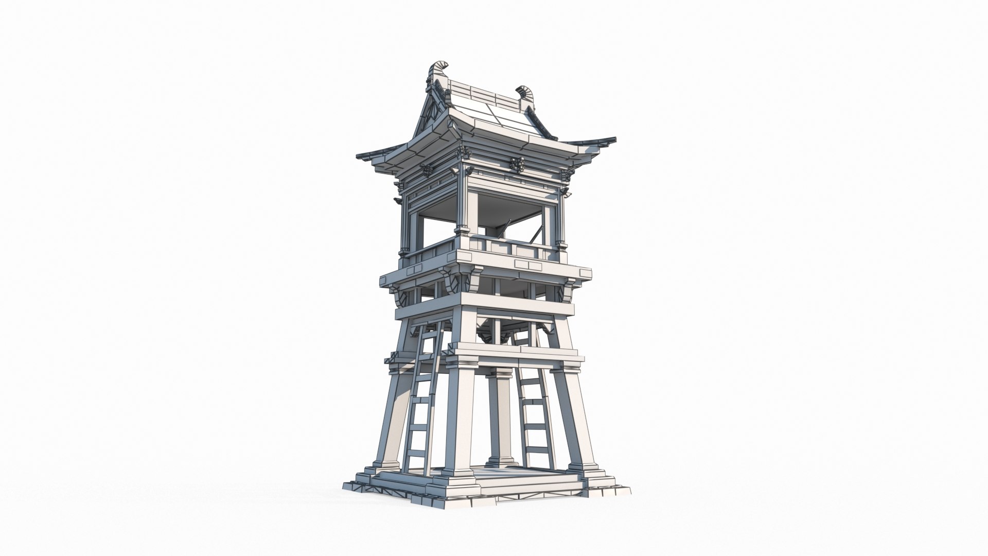 Ancient Asian Architectural Lookout Model - TurboSquid 2066297