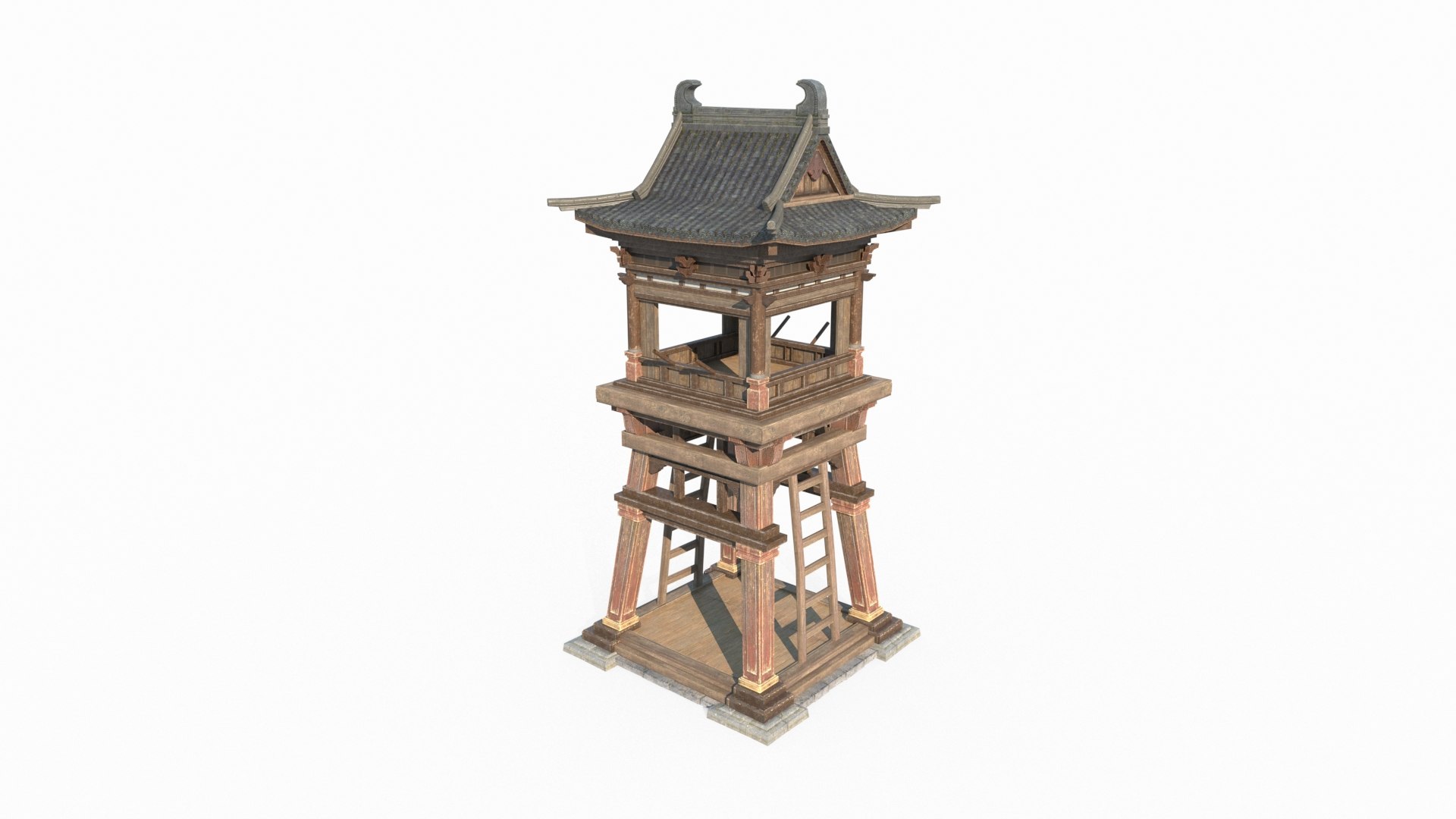 Ancient Asian Architectural Lookout Model - TurboSquid 2066297