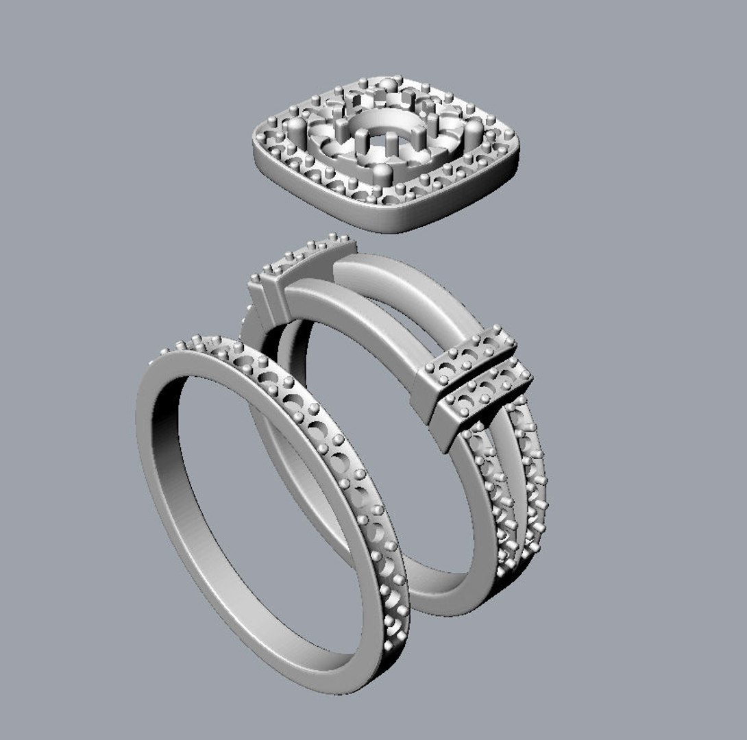 3d Model Set Wedding Engagement Rings