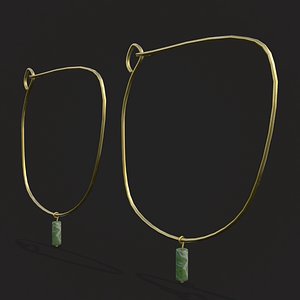 Medieval Moss Agate Earings 3D