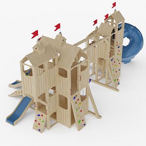 big wooden playground cedar 3D model