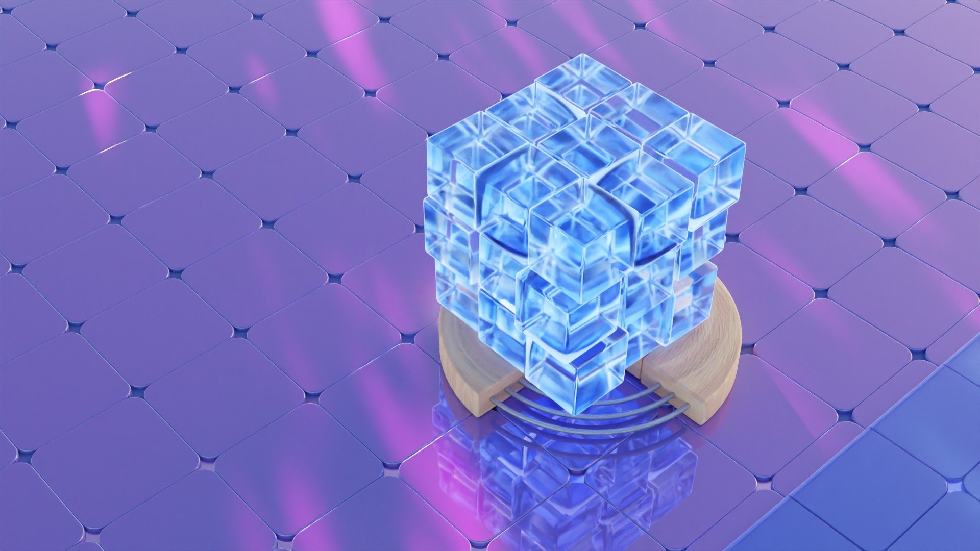 3D Model A Glass Cube With Lighting And Materials - TurboSquid 2040090