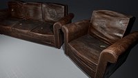 Leather Sofa and Armchair Set
