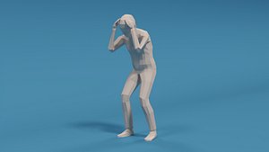 3D kid holding head