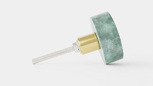 3D Knob in marble with a screw in metal