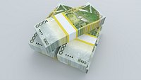 Albania 1000 Lek Revised B318b and 2000 Lek New Banknotes 3D Model