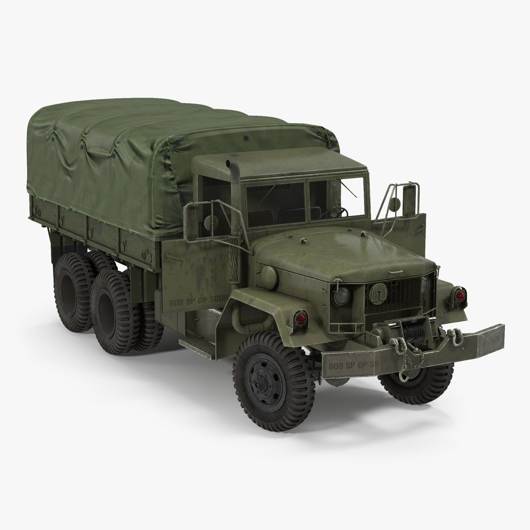 US Military Cargo Truck m35a2 Rigged 3D model preview