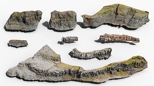 Sharp Basalt Cliff Pack PBR 3D