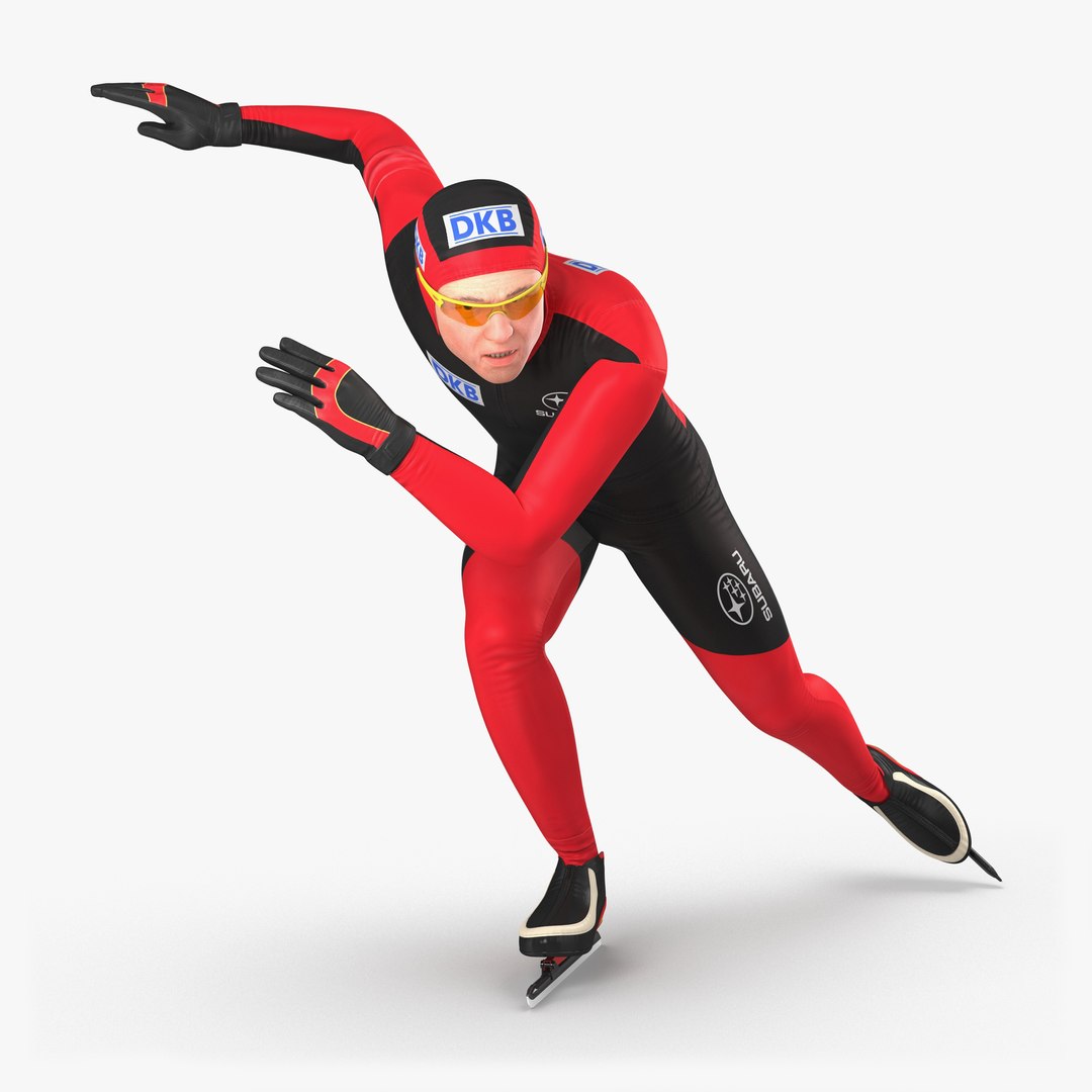 Speed Skater Pose 3 3D Model 3D model preview