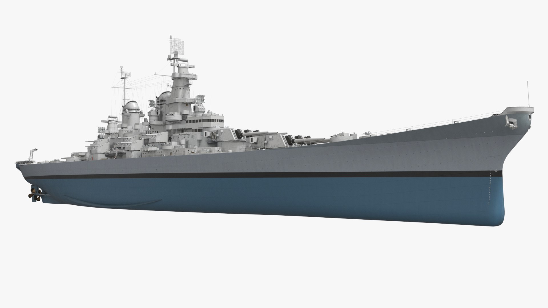 1940s Naval Battleship Rigged for Cinema 4D