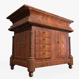 antiquare small commode pbr 3D model