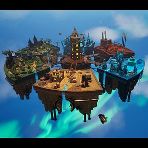 Floating Industrial Islands  Clockwork Spire Environment